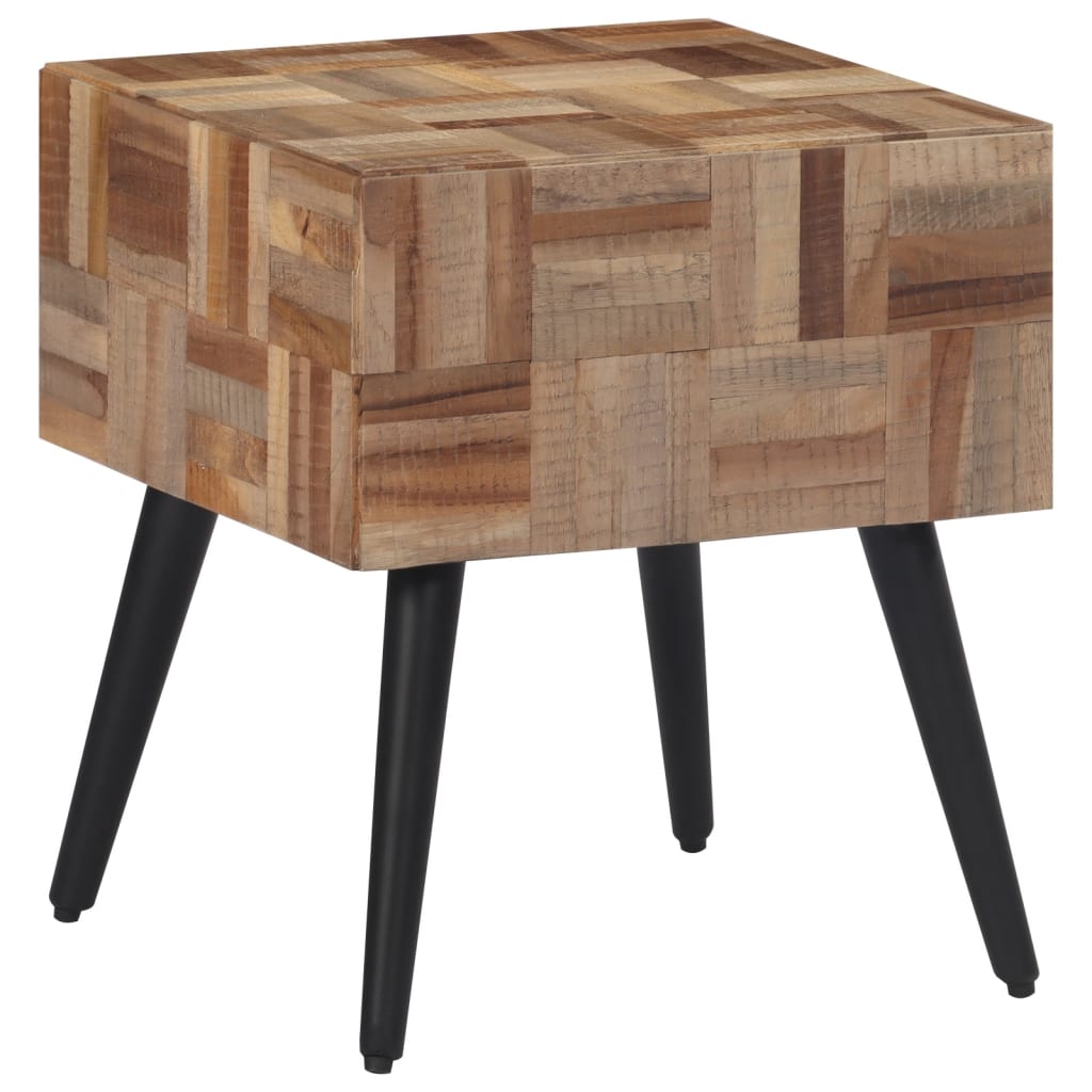 Console en Teck Massif et Fer-1-40 x 40 x 45 cm-La-Fabrique-Industrielle