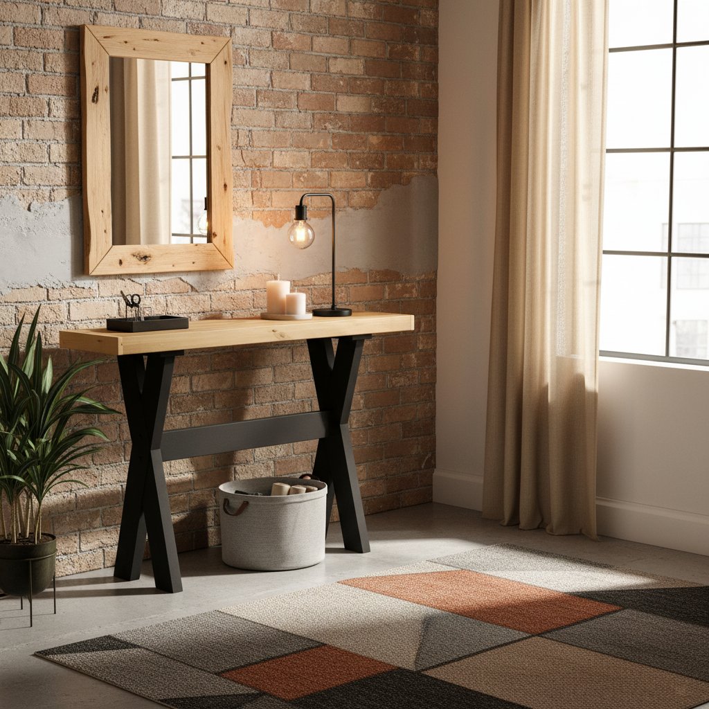 Console Bois de Pin Massif Style Industriel