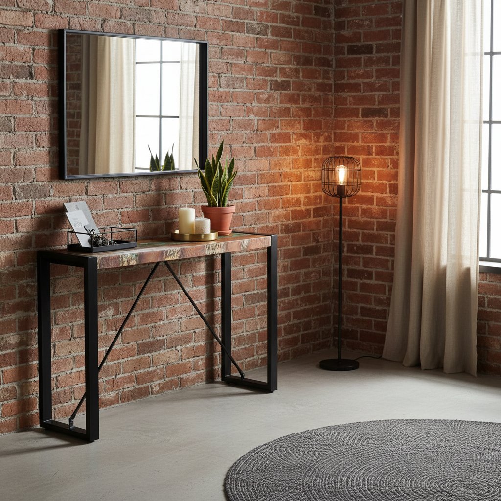 Console Industrielle en Bois Massif de Récupération