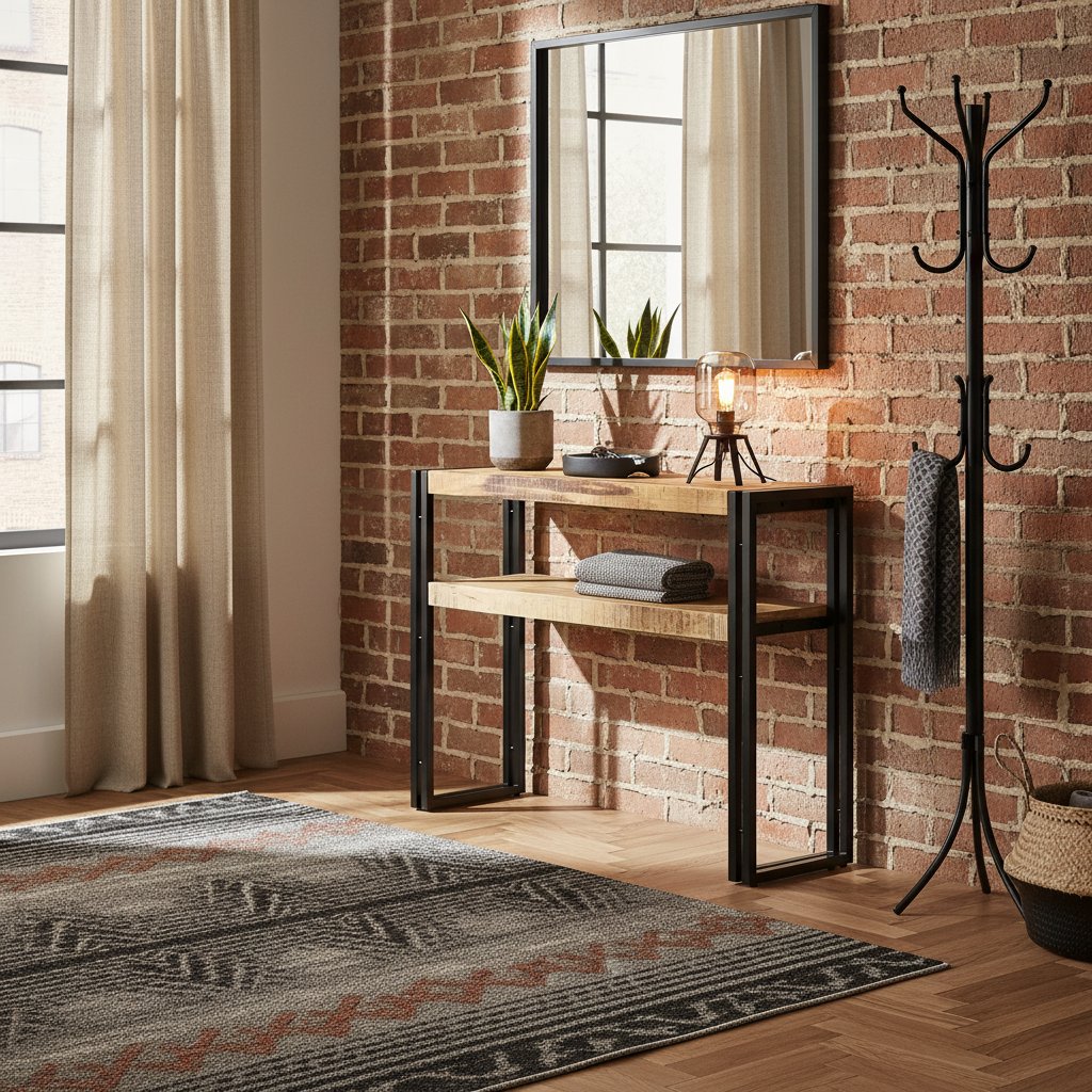 Console Industrielle en Bois et Métal 90 cm