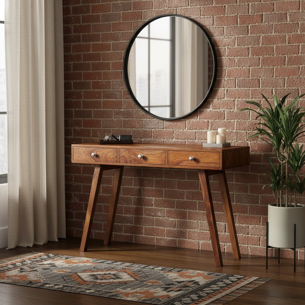 Console en Bois Marron avec Style Vintage