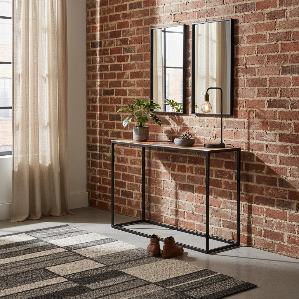 Console en Bois Recyclé pour Entrée Industrielle