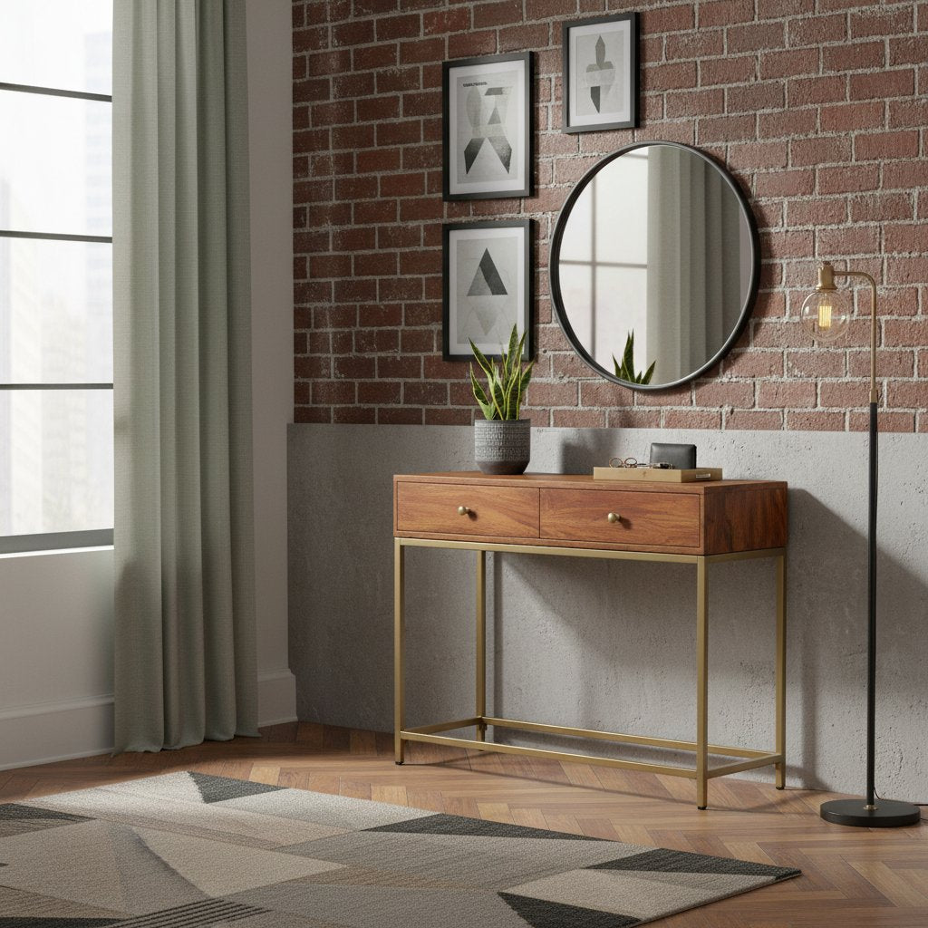 Console en Bois d'acacia et Fer 100 Cm