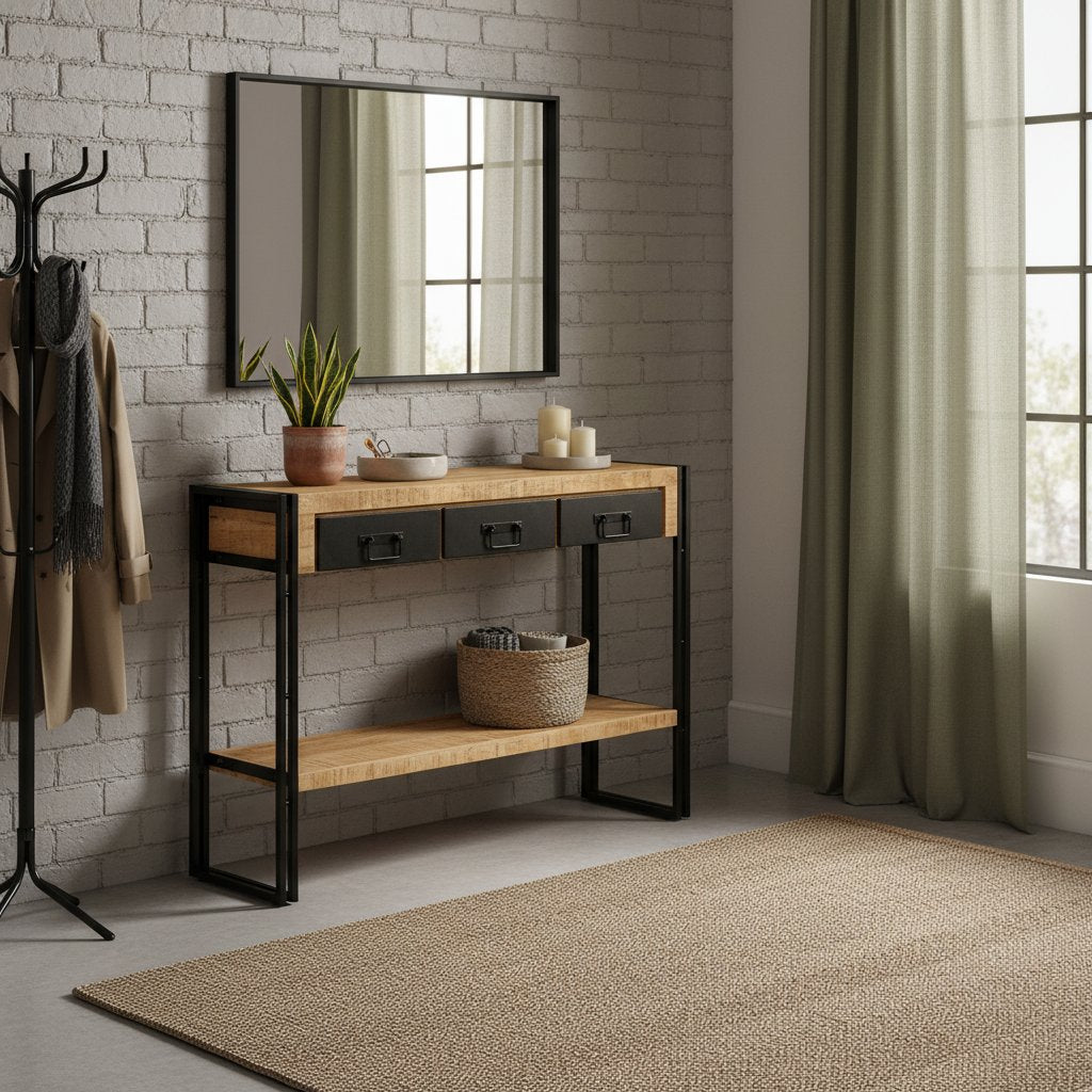 Console en Bois de Manguier Style Industriel