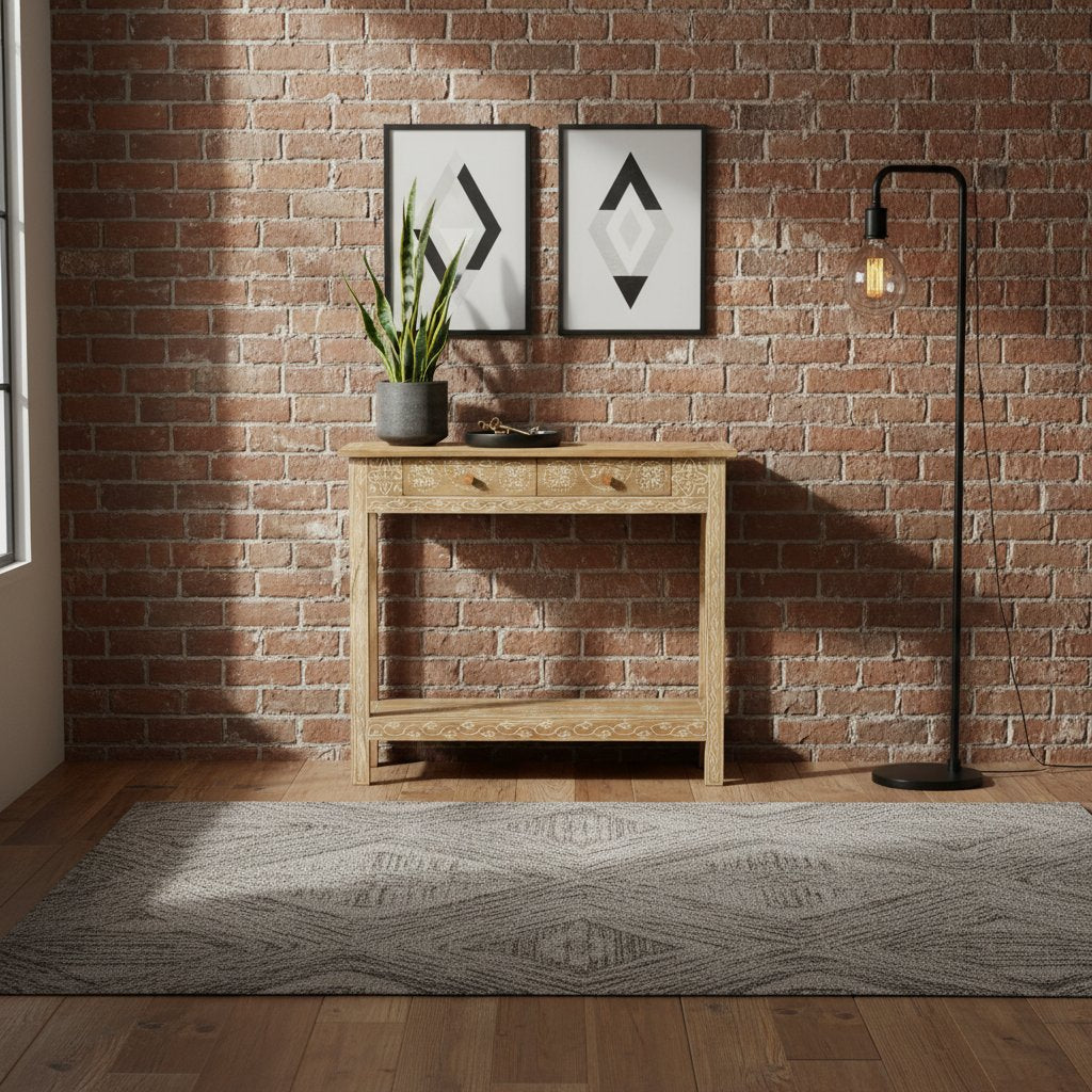 Console en Bois de Manguier avec Tiroirs