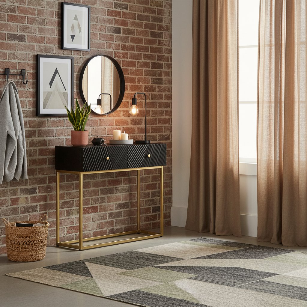 Console en Bois de Manguier et Doré