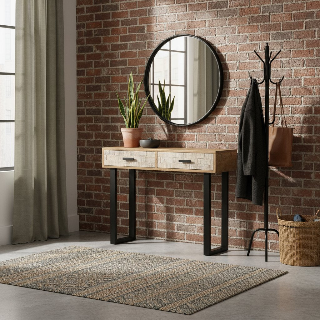 Console en Bois de Manguier et Fer Forgé