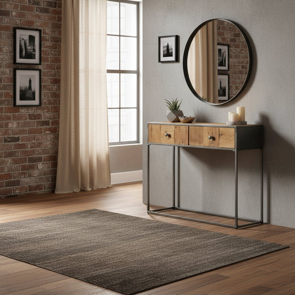 Console en Bois de Récupération et Acier Noir