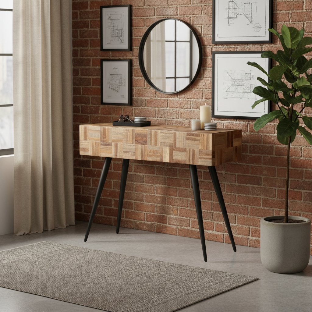 Console en Teck Massif et Fer