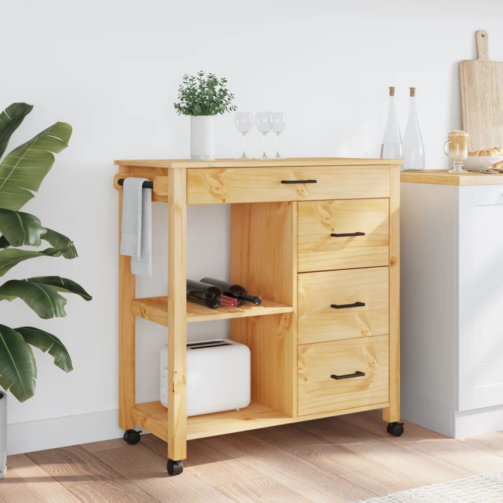 Desserte en Bois de Pin sur Roulettes-La-Fabrique-Industrielle