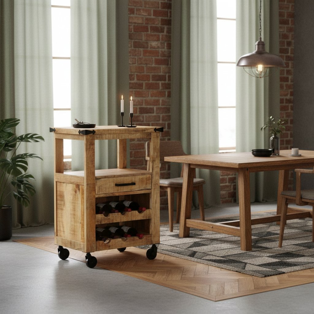 Desserte de Cuisine en Bois de Manguier