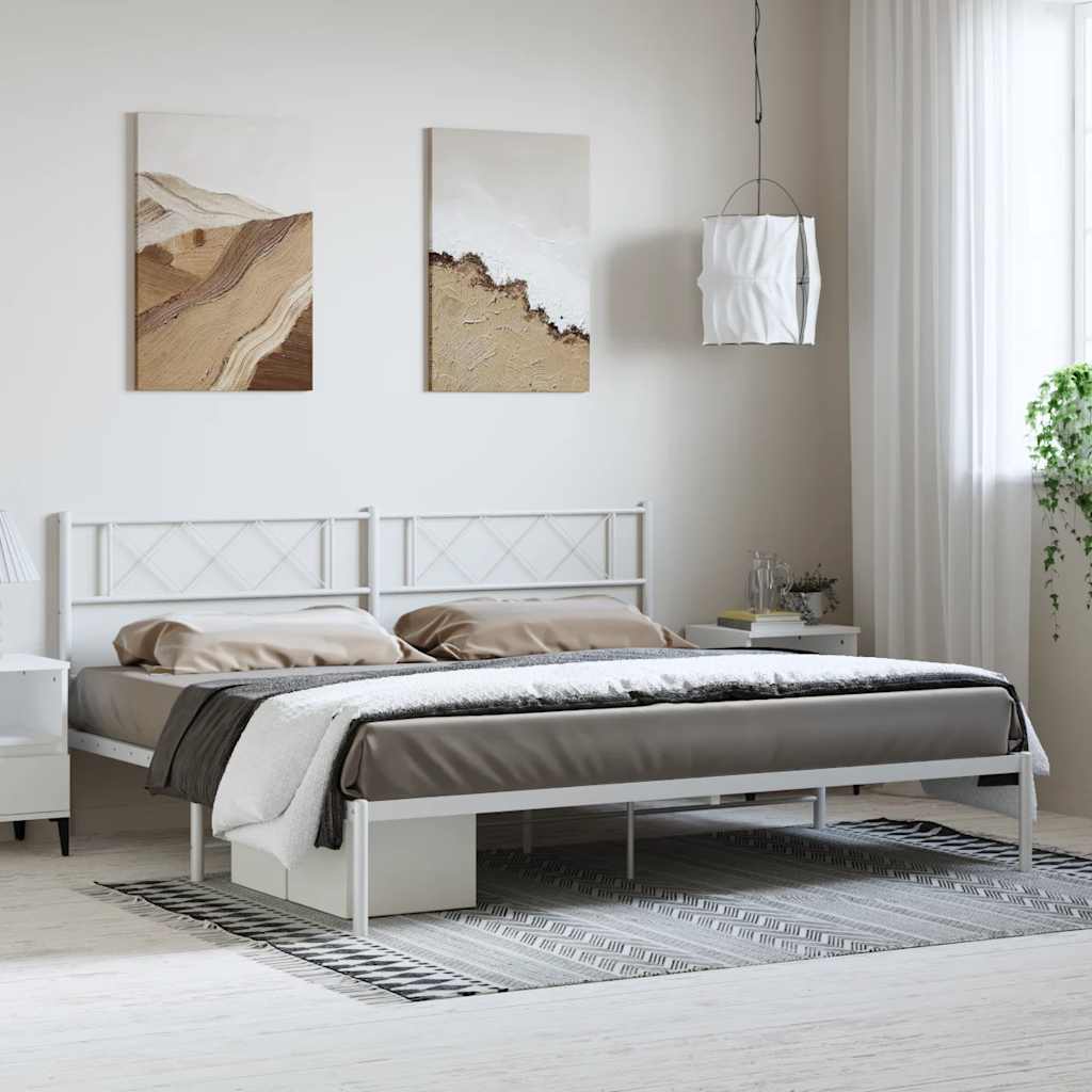 Élégant Lit Métallique 140X190 Blanc-Blanc-avec tête de lit-183 x 213 cm-La-Fabrique-Industrielle