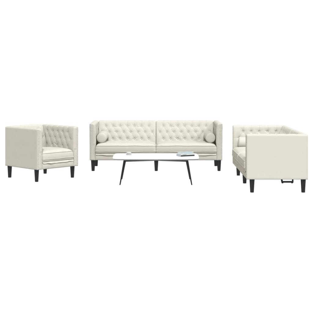 Ensemble Canapé Chesterfield en Similicuir-Crème-Fauteuil 2 places 3 places-La-Fabrique-Industrielle