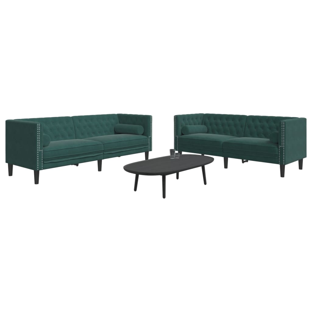 Ensemble Canapé Chesterfield en Similicuir-Vert foncé-2 places 3 places-La-Fabrique-Industrielle