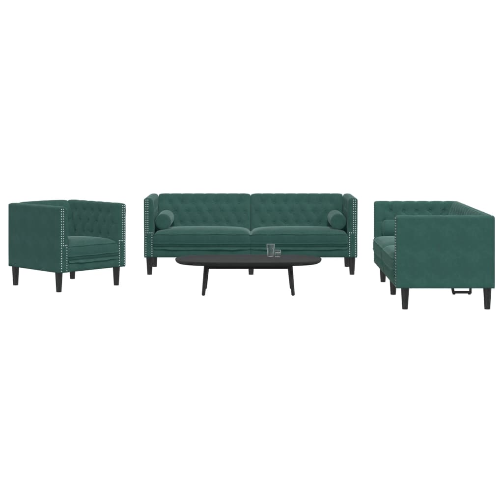 Ensemble Canapé Chesterfield en Similicuir-Vert foncé-Fauteuil 2 places 3 places-La-Fabrique-Industrielle
