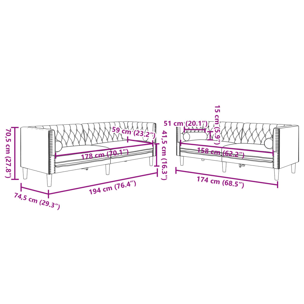 Ensemble Canapé Chesterfield en Similicuir-La-Fabrique-Industrielle