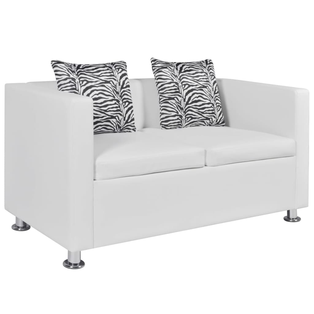 Ensemble Canapé en Cuir Synthétique-Blanc-2 places-La-Fabrique-Industrielle