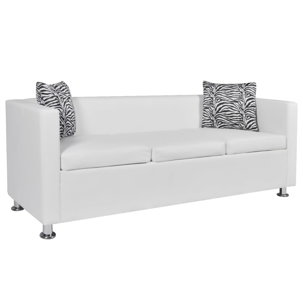 Ensemble Canapé en Cuir Synthétique-Blanc-3 places-La-Fabrique-Industrielle