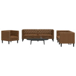 Ensemble Canapés Chesterfield en Similicuir de Daim-Marron-Fauteuil 2 places 3 places-La-Fabrique-Industrielle