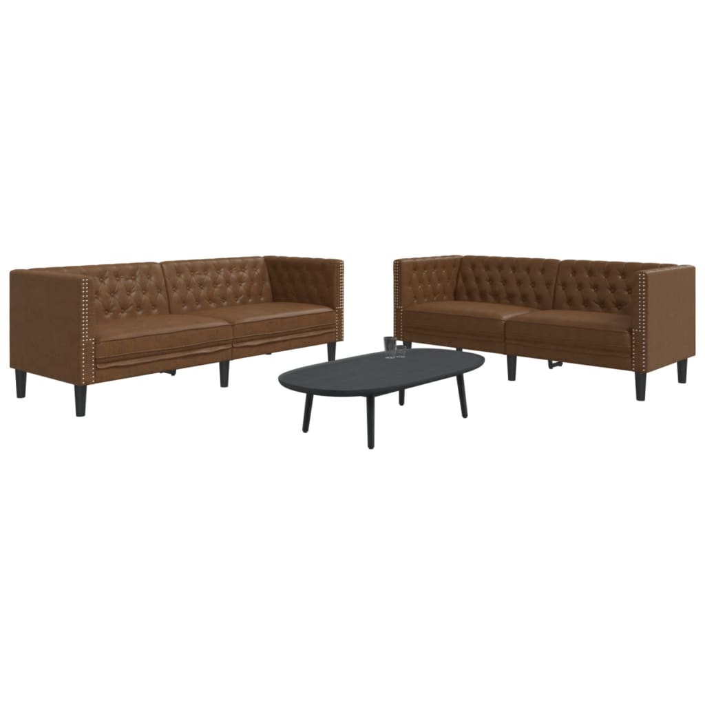 Ensemble Canapés Chesterfield en Similicuir de Daim-La-Fabrique-Industrielle