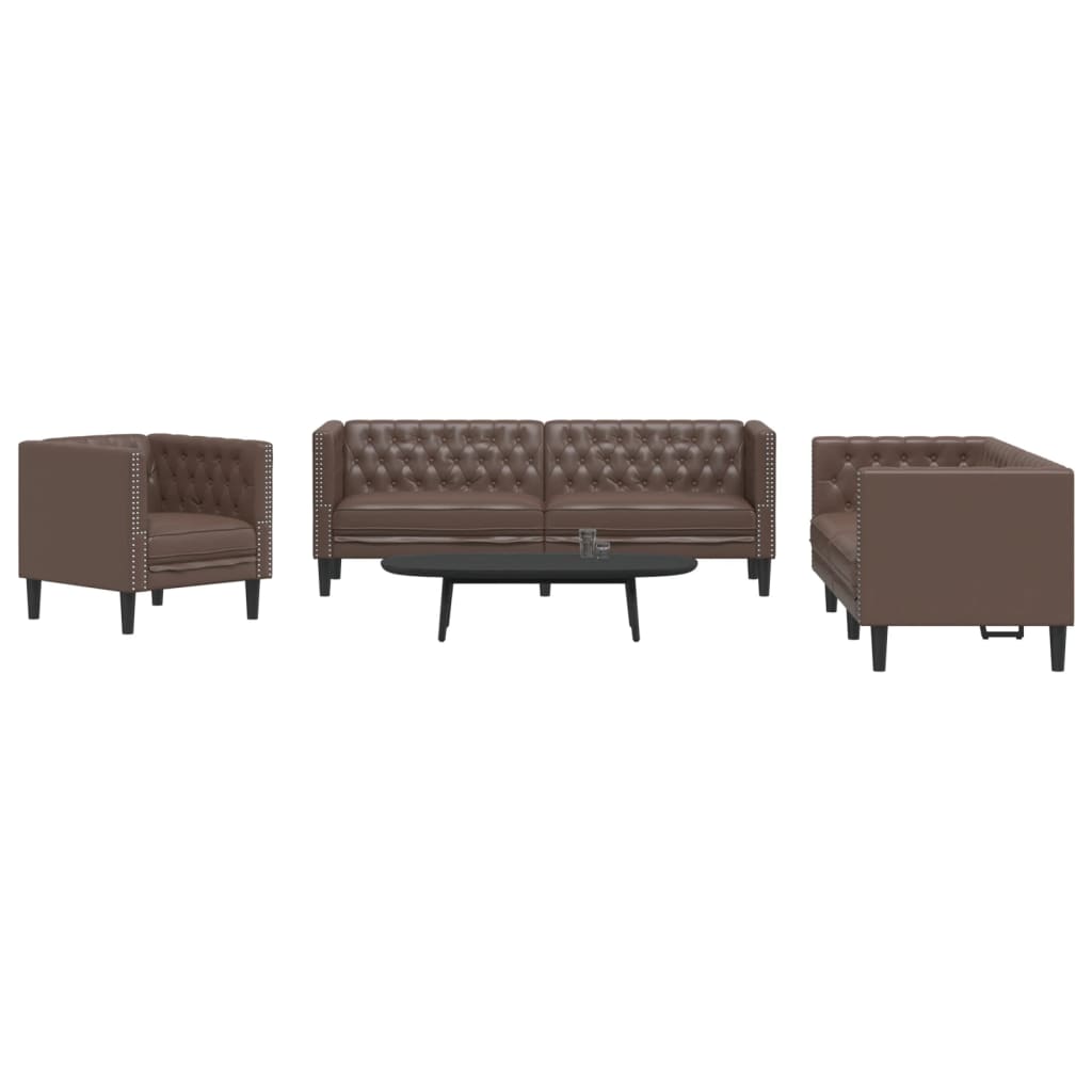 Ensemble Canapés Chesterfield en Similicuir de Daim-La-Fabrique-Industrielle