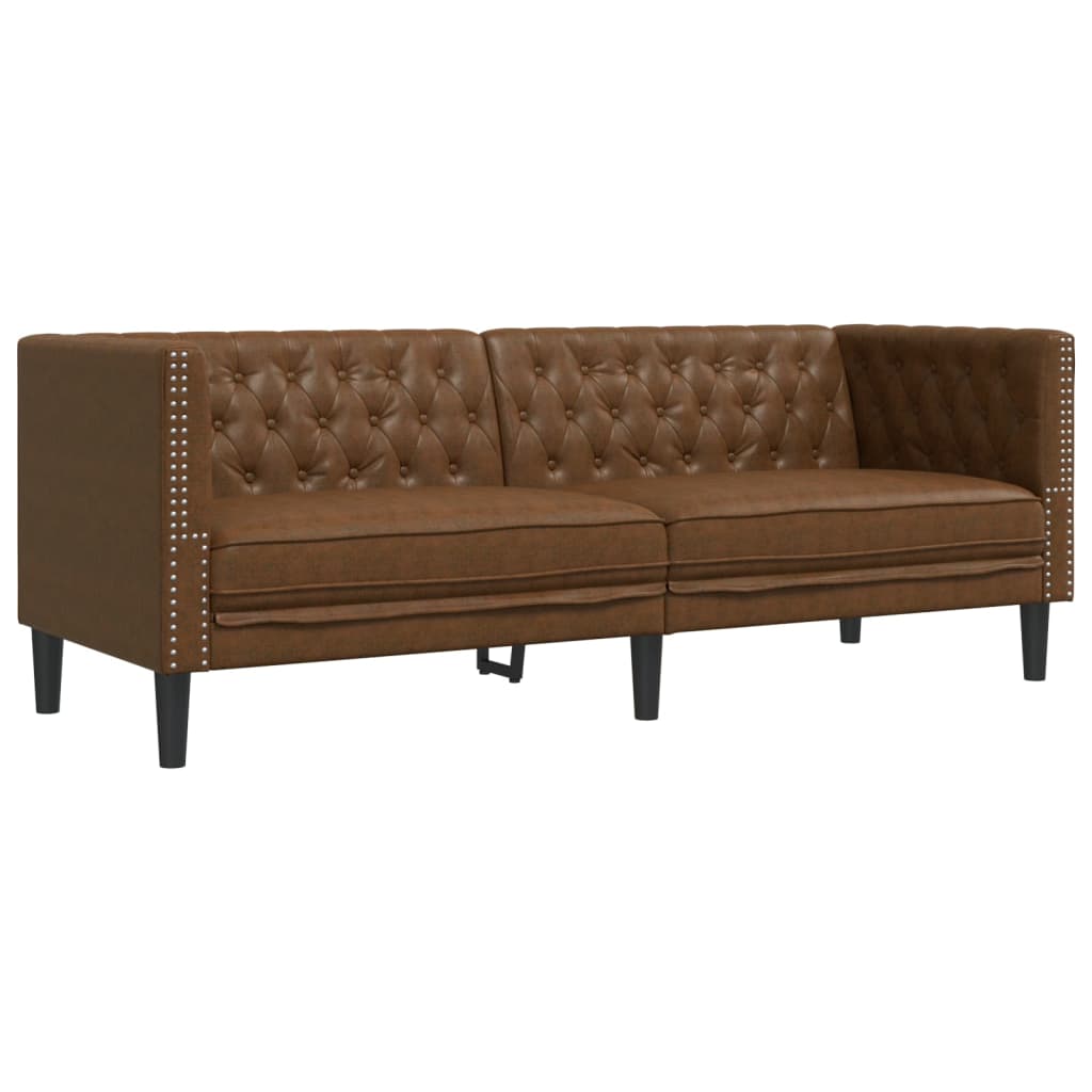 Ensemble Canapés Chesterfield en Similicuir de Daim-La-Fabrique-Industrielle