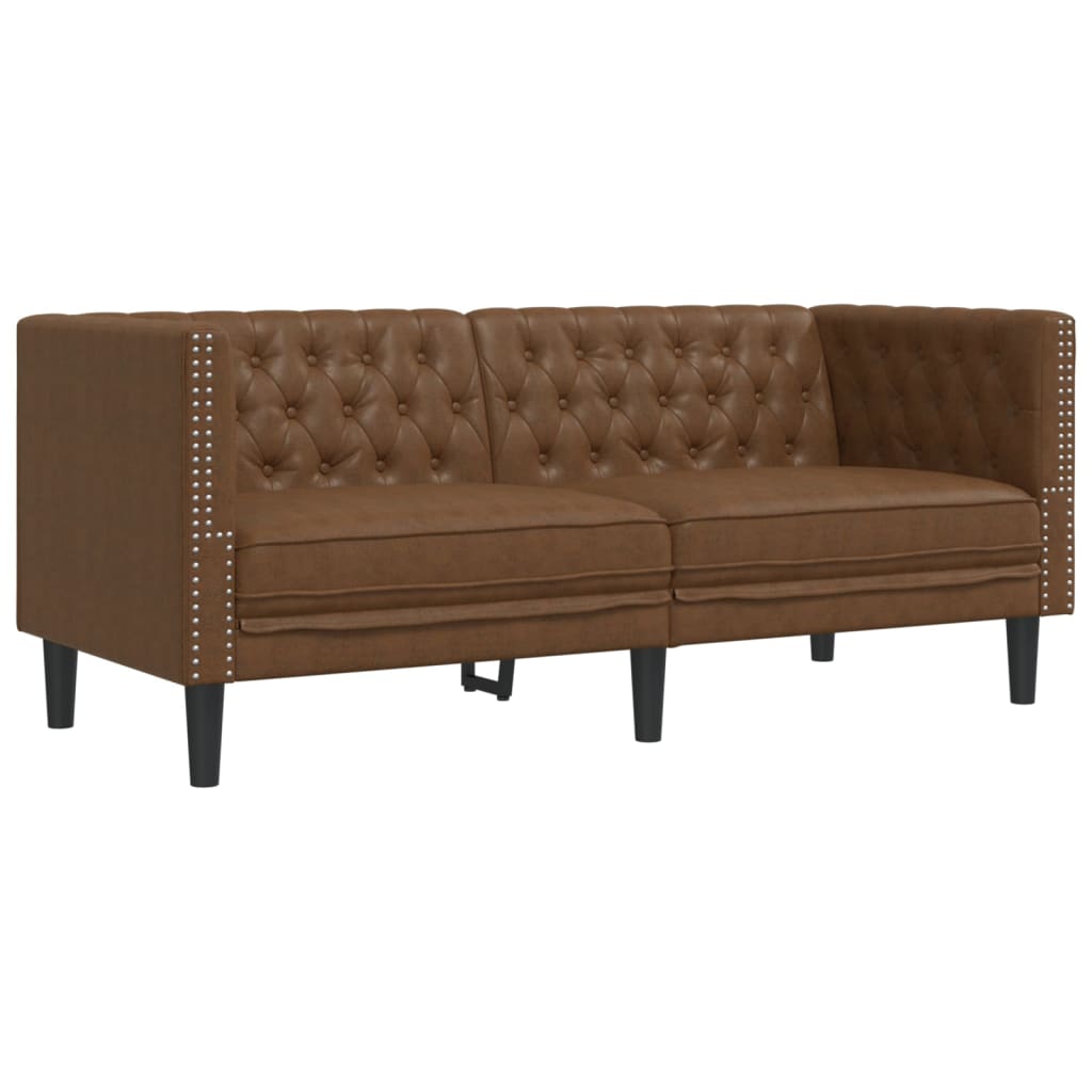 Ensemble Canapés Chesterfield en Similicuir de Daim-La-Fabrique-Industrielle