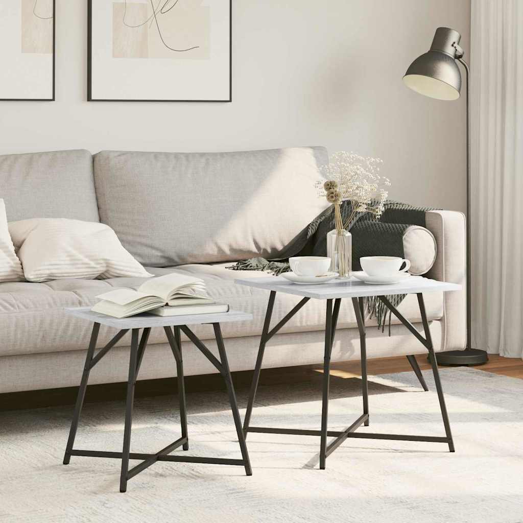 Ensemble Tables d'Appoint en Chêne et Métal-Sonoma gris-La-Fabrique-Industrielle