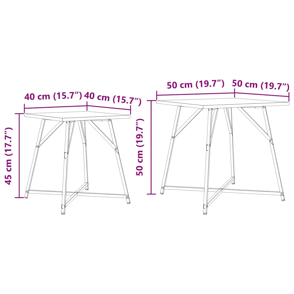 Ensemble Tables d'Appoint en Chêne et Métal-La-Fabrique-Industrielle
