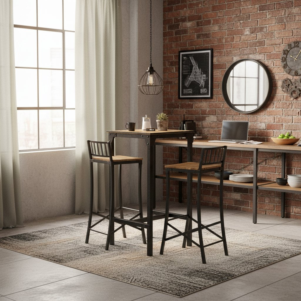 Ensemble Bar en Bois et Métal 2 Personnes