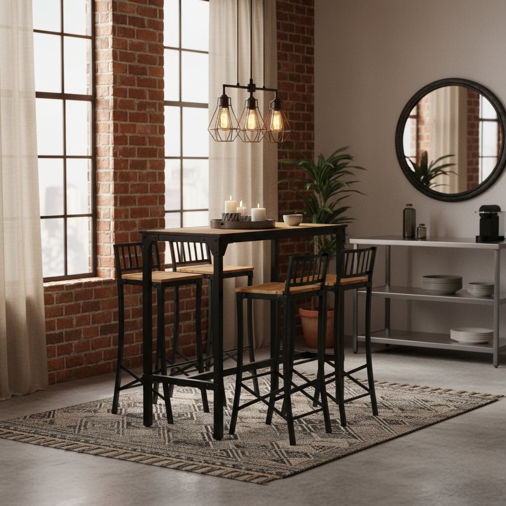 Ensemble Bar en Bois et Métal 4 Personnes