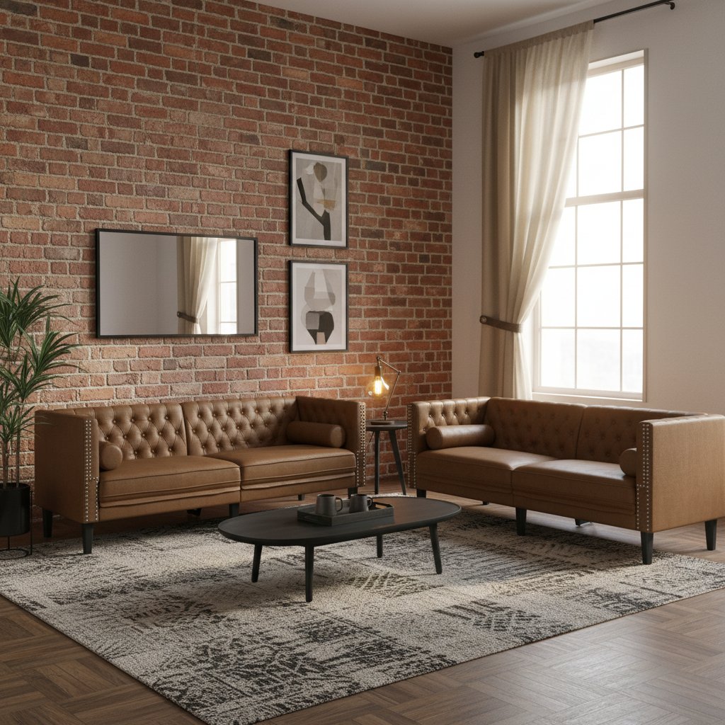 Ensemble Canapé Chesterfield en Similicuir