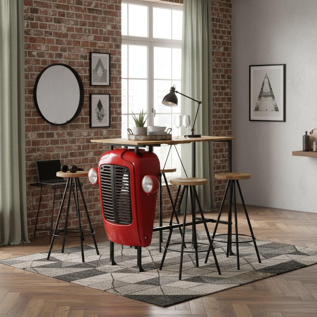 Ensemble Table de Bar Haute en Bois 4 Personnes