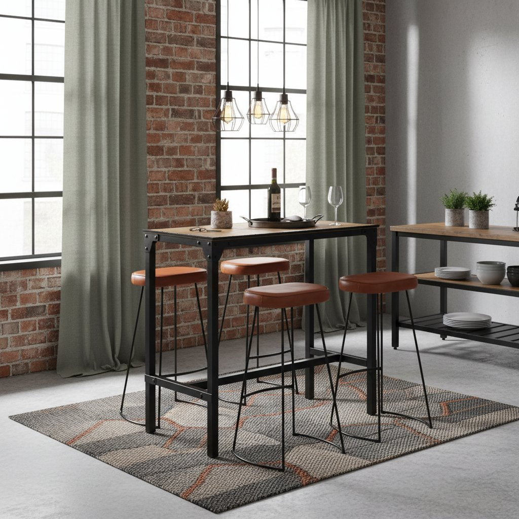 Ensemble Table de Bar et Tabouret Industriel