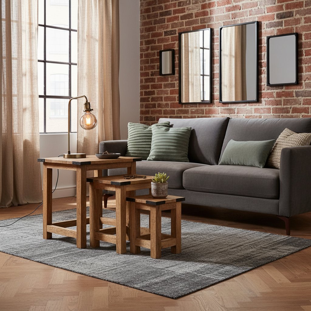 Ensemble de Tables d'Appoint Gigognes en Bois Massif