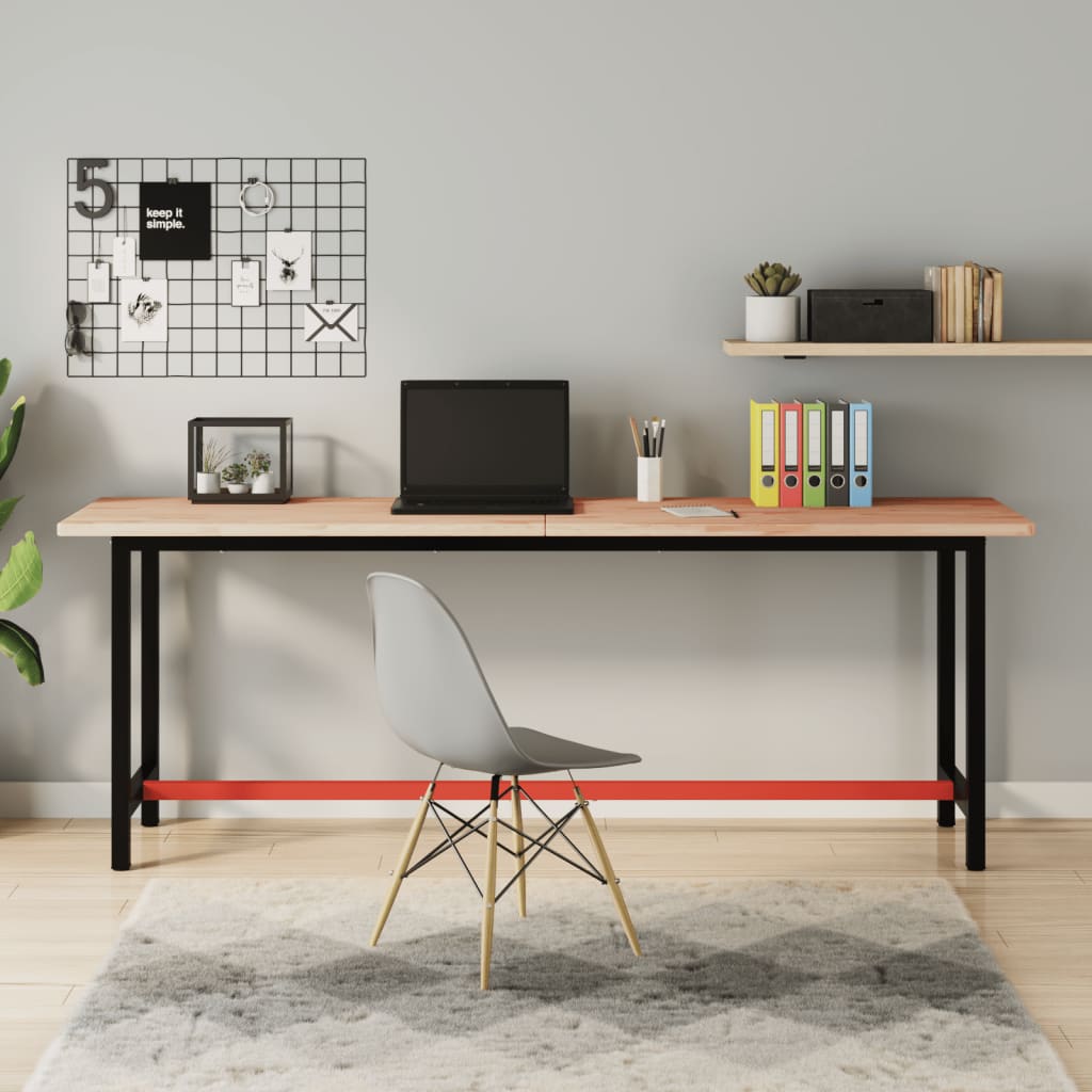 Établi 80X55X81,5 Cm Bois Massif De Hêtre Et Métal-1-200 x 55 x 81.5 cm-La-Fabrique-Industrielle