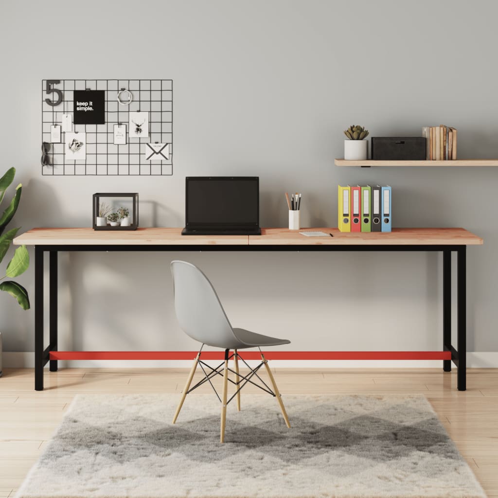 Établi 80X55X81,5 Cm Bois Massif De Hêtre Et Métal-1-220 x 55 x 81.5 cm-La-Fabrique-Industrielle