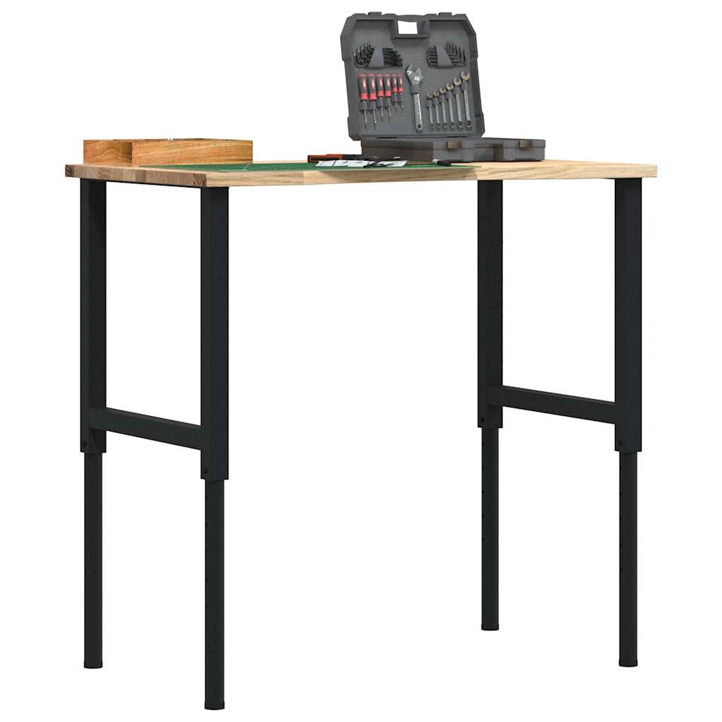 Établi 80X60X(71,5-98) Cm Bois De Chêne Massif-black and natural-1-100 x 60 x (71.5-98) cm-La-Fabrique-Industrielle