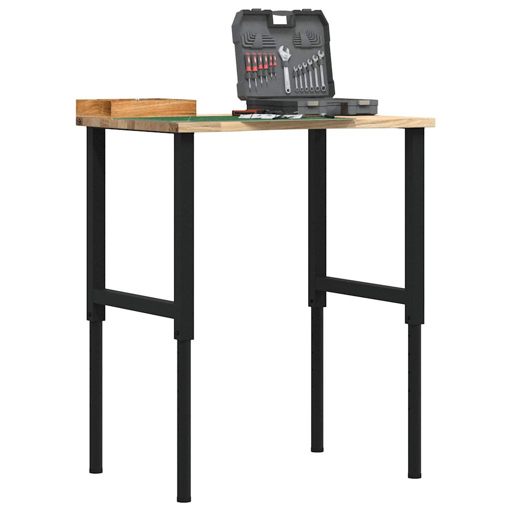 Établi 80X60X(71,5-98) Cm Bois De Chêne Massif-black and natural-1-80 x 60 x (71.5-98) cm-La-Fabrique-Industrielle