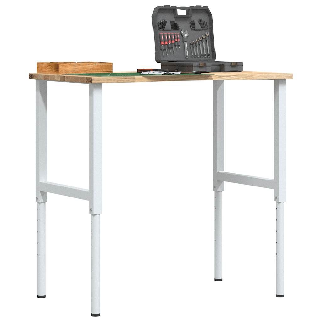 Établi 80X60X(71,5-98) Cm Bois De Chêne Massif-blanc et naturel-1-100 x 60 x (71.5-98) cm-La-Fabrique-Industrielle