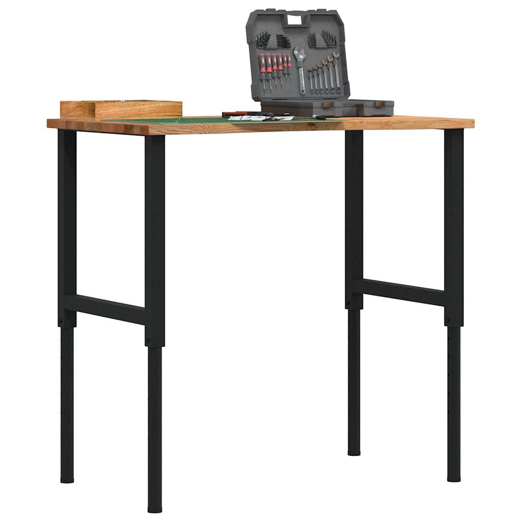 Établi 80X60X(71,5-98) Cm Bois De Chêne Massif-noir et marron clair-1-100 x 60 x (71.5-98) cm-La-Fabrique-Industrielle