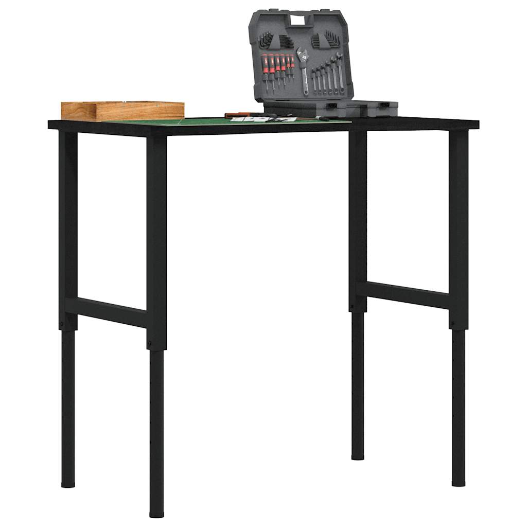 Établi 80X60X(71,5-98) Cm Bois De Chêne Massif-noir et marron foncé-1-100 x 60 x (71.5-98) cm-La-Fabrique-Industrielle