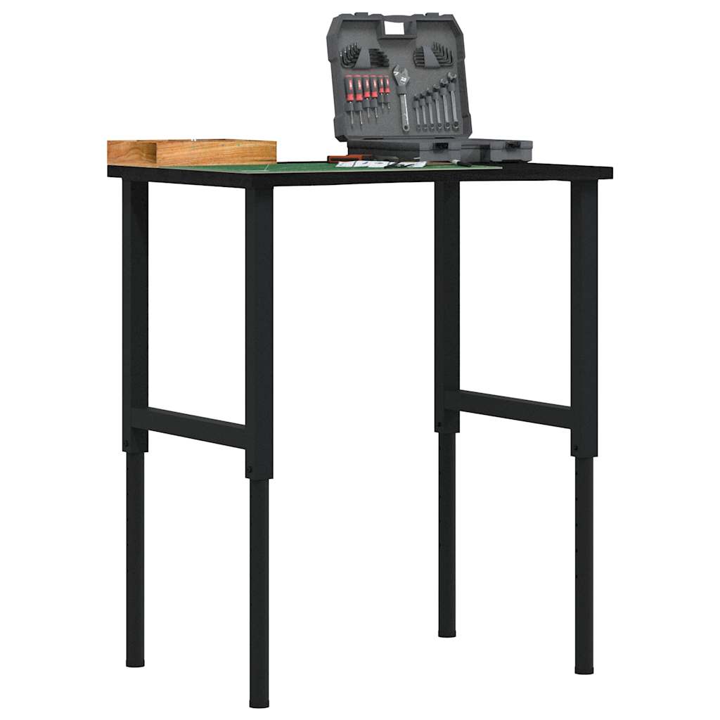 Établi 80X60X(71,5-98) Cm Bois De Chêne Massif-noir et marron foncé-1-80 x 60 x (71.5-98) cm-La-Fabrique-Industrielle