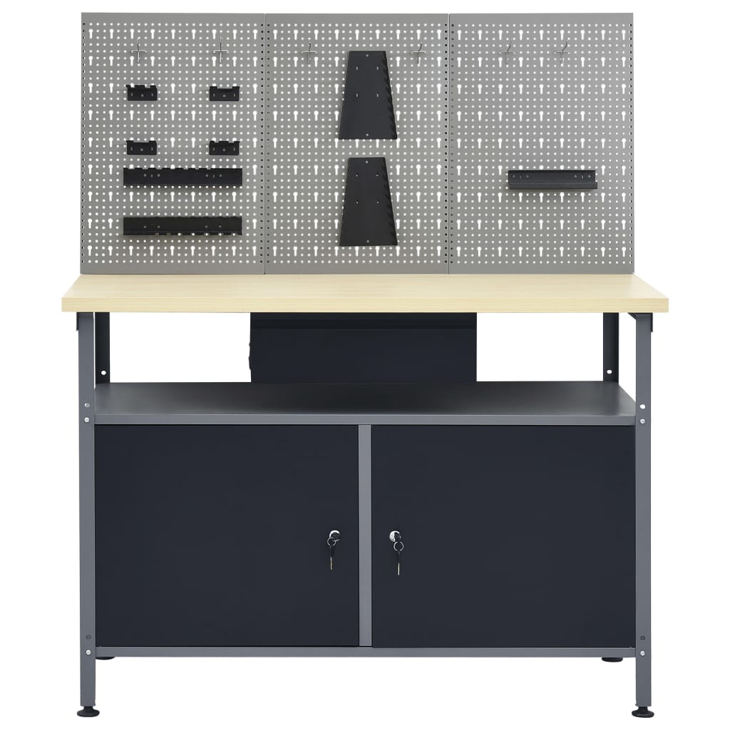 Établi Avec 3 Panneaux Muraux Bleu Foncé-La-Fabrique-Industrielle