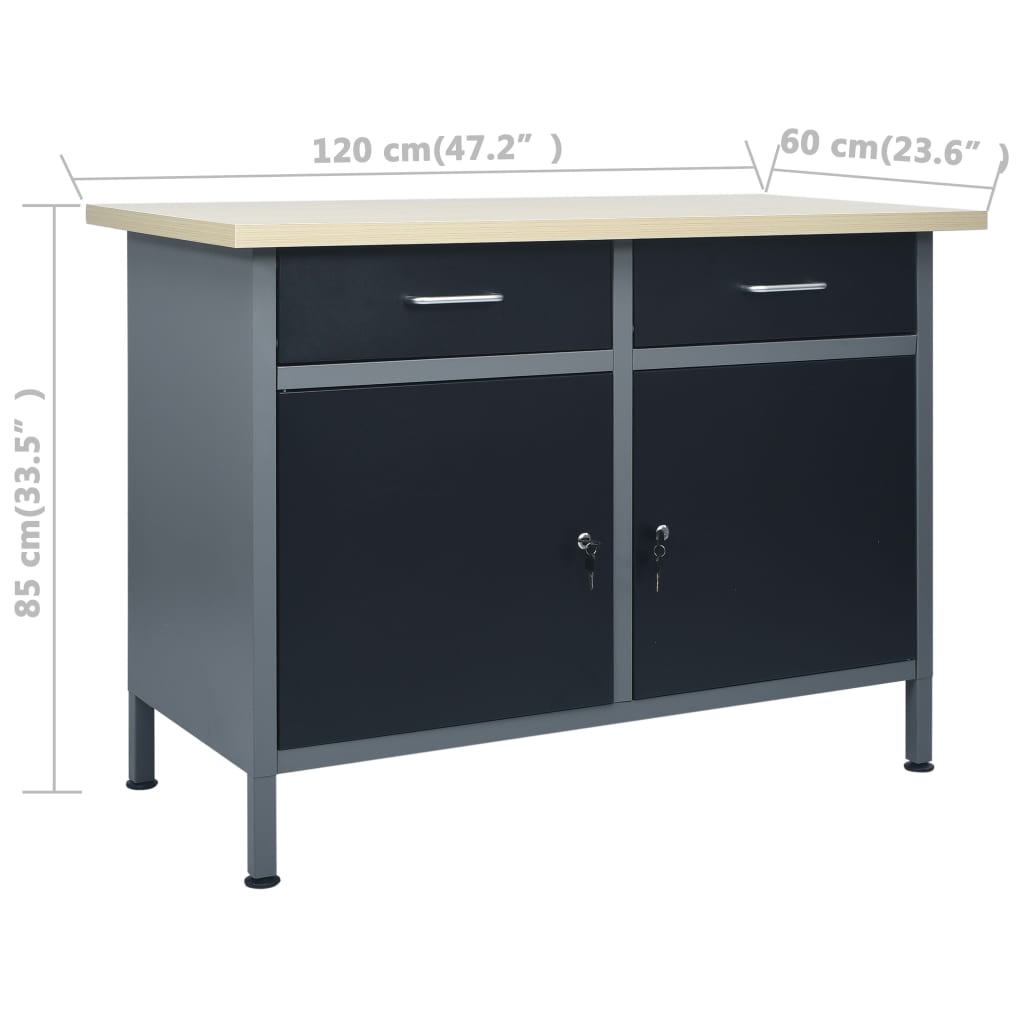 Établi Avec 3 Panneaux Muraux Et 1 Armoire Marron Foncé-La-Fabrique-Industrielle