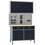 Établi Avec 3 Panneaux Muraux Et 1 Armoire Marron Foncé-La-Fabrique-Industrielle