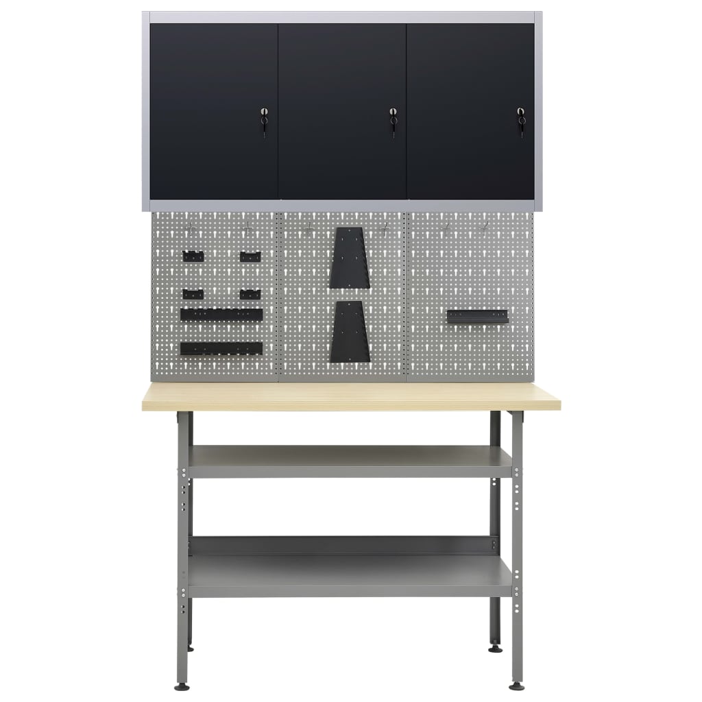 Établi Avec 3 Panneaux Muraux Et 1 Armoire Noir-La-Fabrique-Industrielle