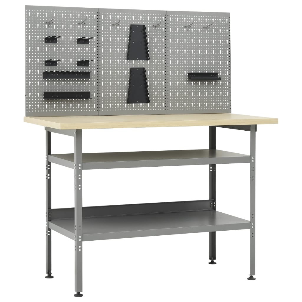 Établi Avec 3 Panneaux Muraux Marron Foncé-La-Fabrique-Industrielle