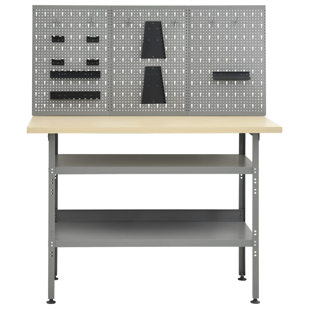 Établi Avec 3 Panneaux Muraux Marron Foncé-La-Fabrique-Industrielle