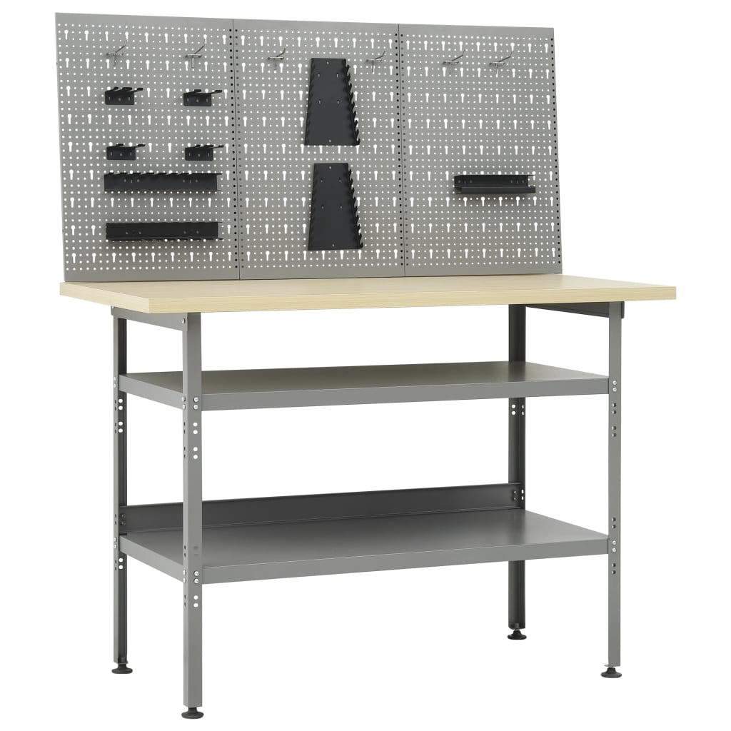 Établi Avec 3 Panneaux Muraux Marron Foncé-La-Fabrique-Industrielle